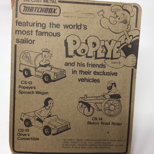 1980 Popeye Matchbox Cars Set Of (2) OLIVE OYL'S CONVERTIBLE & Popeyes Car ~ - Picture 6 of 7