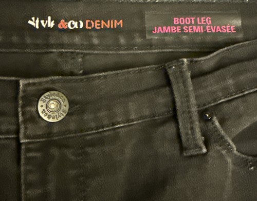 STYLE & CO. SIZE 12P BOOT CUT  LEG BLACK DENIM JEANS WOMENS - Picture 2 of 6