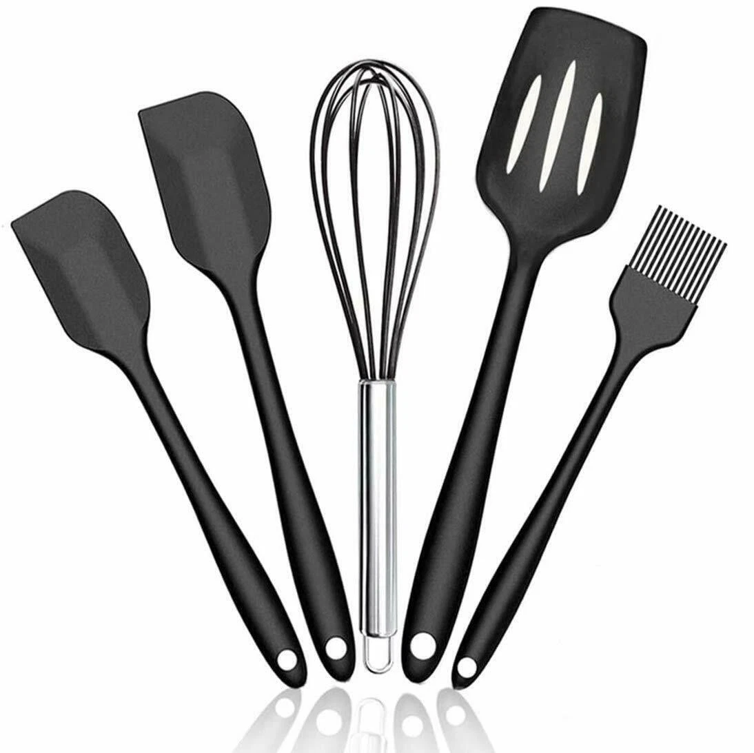 Silicone Kitchen Utensils Non-Toxic Hygienic Safety Heat Resistant - 5 Pcs