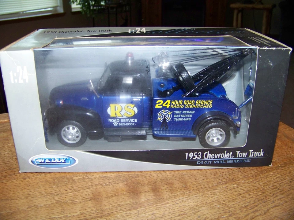 Camión de remolque Chevrolet Welly Collection 1953 servicio de carretera 24 horas fundido a presión 1:24 NUEVO Foto 2 de 4