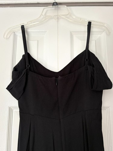 Reformation Mohn langes Kleid schwarz Cold Shoulder Herzausschnitt Gr. 4 - Bild 9 von 11