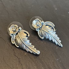 Ramona Navajo Guild Sterling Silver Floral Drop Post Earrings Vintage Ue