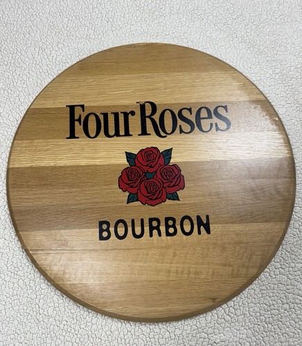 Rustic Wooden Home Bar Decor Four Roses Bourbon Whiskey Barrel Lid 21" Round - Picture 3 of 3