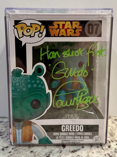 Paul Blake Actor Signed Star Wars Greedo #07 FUNKO POP Vinyl JSA COA Inscription