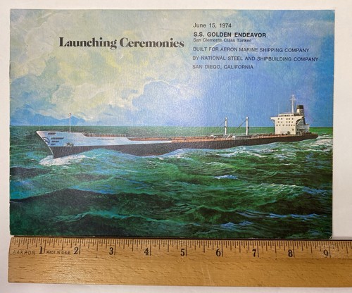 Vintage 1974 S.S. Golden Endeavor Launching Ceremony Pamphlet NASSCO San Diego - Picture 2 of 24