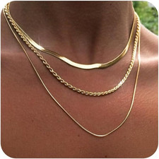 Layered Necklaces for Women,Dainty Gold Necklace for Women Trendy Gold Plated Ne