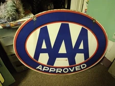 Vintage AAA Approved Double-Sided Porcelain Sign 23” x 30” 