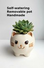 Handmade 3D Printed Cat Planter & Desk Organizer | Self-Watering | Cute Gift