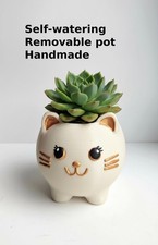 Handmade 3D Printed Cat Planter  Desk Organizer  Self-Watering  Cute Gift
