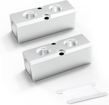GASHER 2PCS Aluminum 2 Way 4 Port Pneumatic Manifold Air Distribution Silvery 