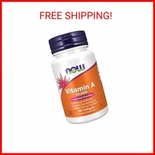 NOW Supplements, Vitamin A 10,000 IU, Eye Health*, Essential Nutrition, 100 Soft