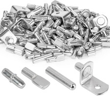 104PCS Metal Shelf Pegs Kit 4 Styles Nickel Shelf Pins Brackets for Cabinet Wood