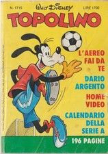 FUMETTO TOPOLINO 1715 9 OTTOBRE 1988 L'AEREO FAI DA TE DARIO ARGENTO HOME VIDEO