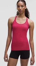 New Lululemon Ebb to Street Tank Top Size 12 W/Bra Hip Length Pink Dragonfruit.