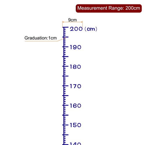 Height Chart Ruler 200cm Metric System PVC with Transfer Film Navy Blue - Picture 2 of 5