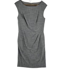 Ann Taylor Dress Womens 6 Gray Sheath Pleated Asymmetric Work Career Office