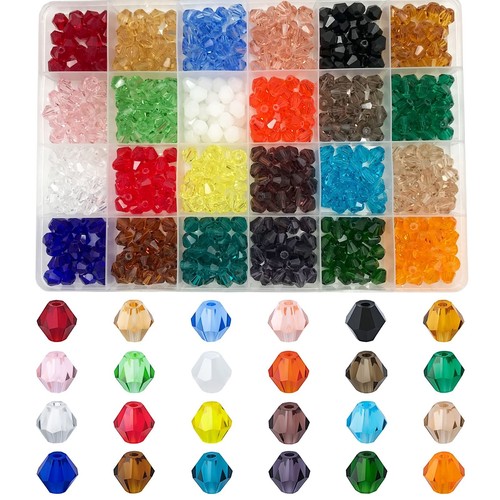 600pcs 8mm Bicone Crystal Beads, Bulk Faceted Bicone Glass Beads for Jewelry ...