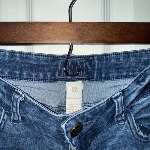 Mädchen Girlfriend Jeans Gr. 12 blau JUSTICE distressed schmale Passform Löcher RN#107931 - Bild 3 von 10