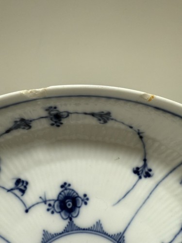 Royal Copenhagen antike blau geriffelte schlichte tiefe Teller Schale Schale 1894-1900 - Bild 17 von 22