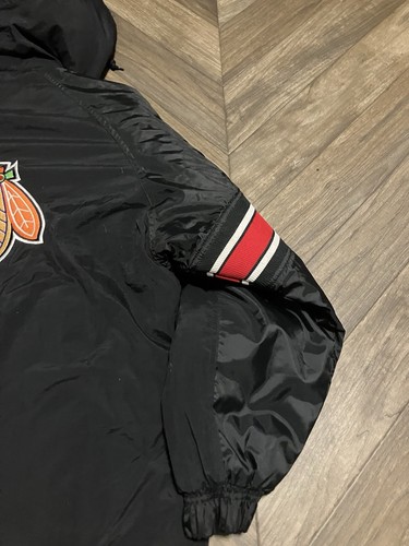 Vintage 90s Chicago Blackhawks Starter Jacket Puffer Hood Mint XL - Picture 11 of 14