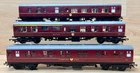 Triang 'OO' Gauge Rake of 3 x British Rail Maroon Coaches.