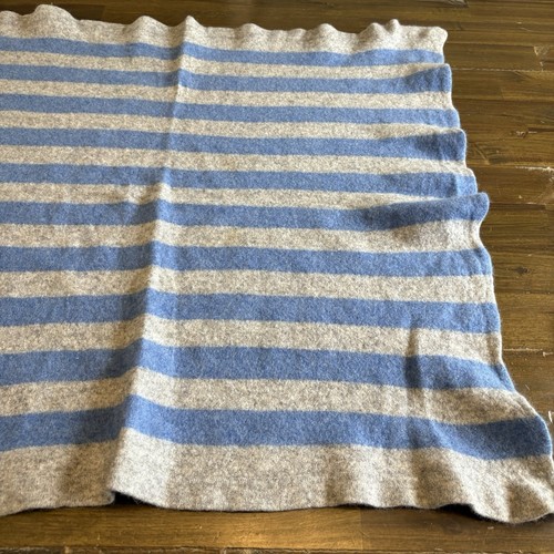 WHITE+WARREN BABY blanket Blue Gray Striped See description - Picture 2 of 7