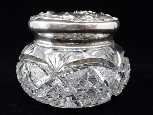 Antique 1903 Art Nouveau Sterling Silver & Cut Glass Vanity Jar Unger Brothers - Picture 6 of 24