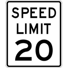 Lyle R2-1-20-18Da Speed Limit 20 Traffic Sign, 24 In H, 18 In W, Aluminum,