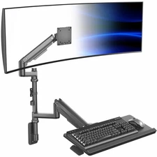 VIVO Pneumatic Ultrawide Monitor Wall Mount + Keyboard Tray, Up to 49" Screens