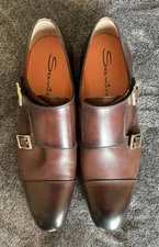 NEW Men’s SANTONI Double Monk Strap Dress Shoes In Size 10D