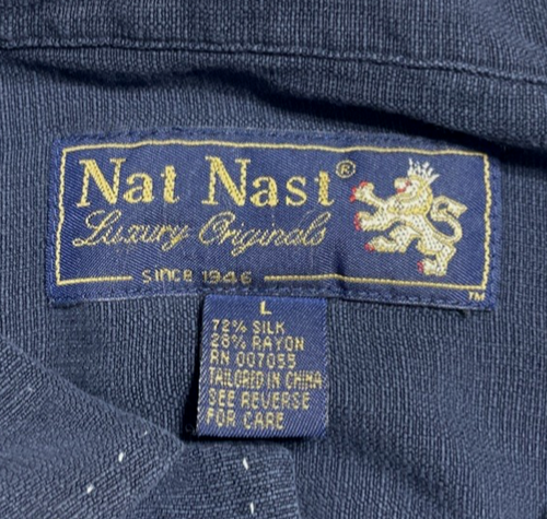 Vintage Nat Nast Silk Blend Shirt Blue Embroidered Solo Sailing SS Limited Ed - Picture 6 of 8