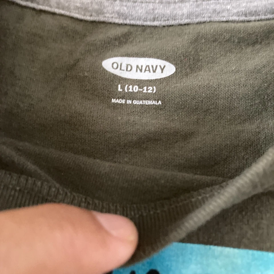 Old Navy Tyrannosaurus Rex Graphic Green Short Sleeve T-Shirt Kids Size L 10/12 - Image 4 of 4