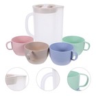  1 Wasserkrug-Tassen-Set – Kunststoffkrug mit 4 Tassen – unzerbrechliche