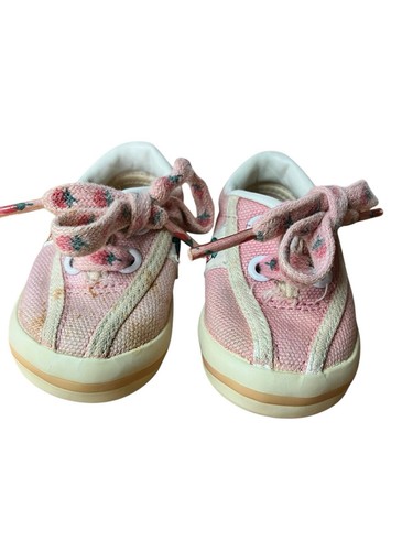 Vtg Strawberry Shortcake 1980's Stride Rite Pink Canvas BABY Shoes Size 1M READ - Picture 2 of 14