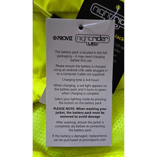 Proviz Nightrider LED Cycling Jacket Neon Yellow XS Reflective - Picture 14 of 18