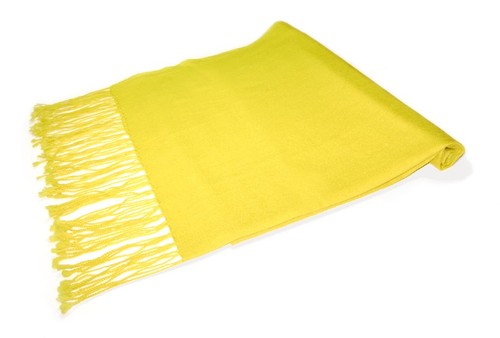 Biagio 100% Wool Pashmina Solid Scarf YELLOW Color Womens Shawl Wrap Scarves - Picture 3 of 4