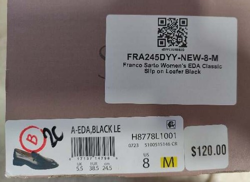 Franco Sarto Damen 8 schwarze Lederschuhe Halbschuhe EDA klassische Slipper 38,5 - Bild 4 von 6