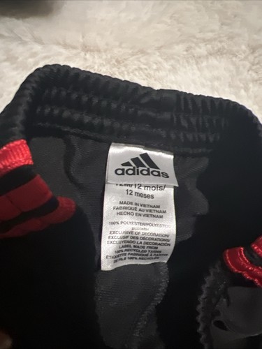 Adidas Tracksuit Baby Boys 12M Black Red Originals 2 Piece Jacket Pants Set - Picture 4 of 5