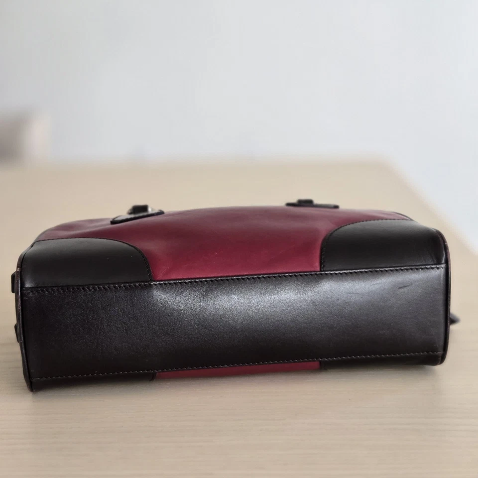 Vintage PRADA Leather Bowling Bag In Red And Brown  - Image 3 of 4