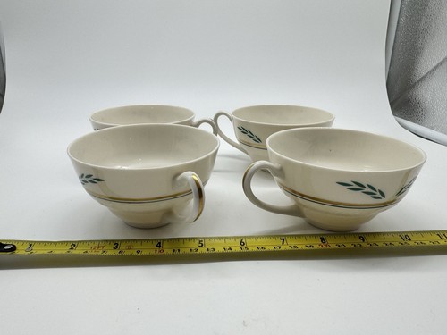 Coronation Hanover China Green Leaf Gold Trim VTG 50s Set Holiday Christmas - Picture 15 of 18