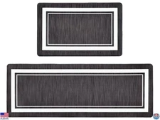 Dark Grey Kitchen Rug Set of 2 - Anti-Fatigue Non-Slip Memory Foam, Waterproof
