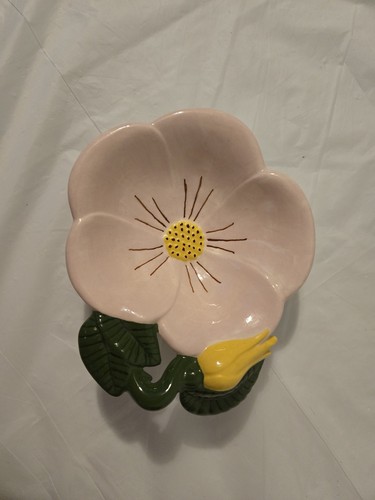 Baratija vintage en forma de flor, hecha a mano y pintada a mano 1971, rosa amarillo - Imagen 12 de 14