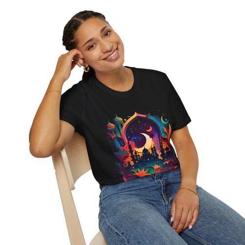 Celestial Unisex T-Shirt with Islamic Theme, Festival Wear Neon Color Masjid - Picture 10 of 99