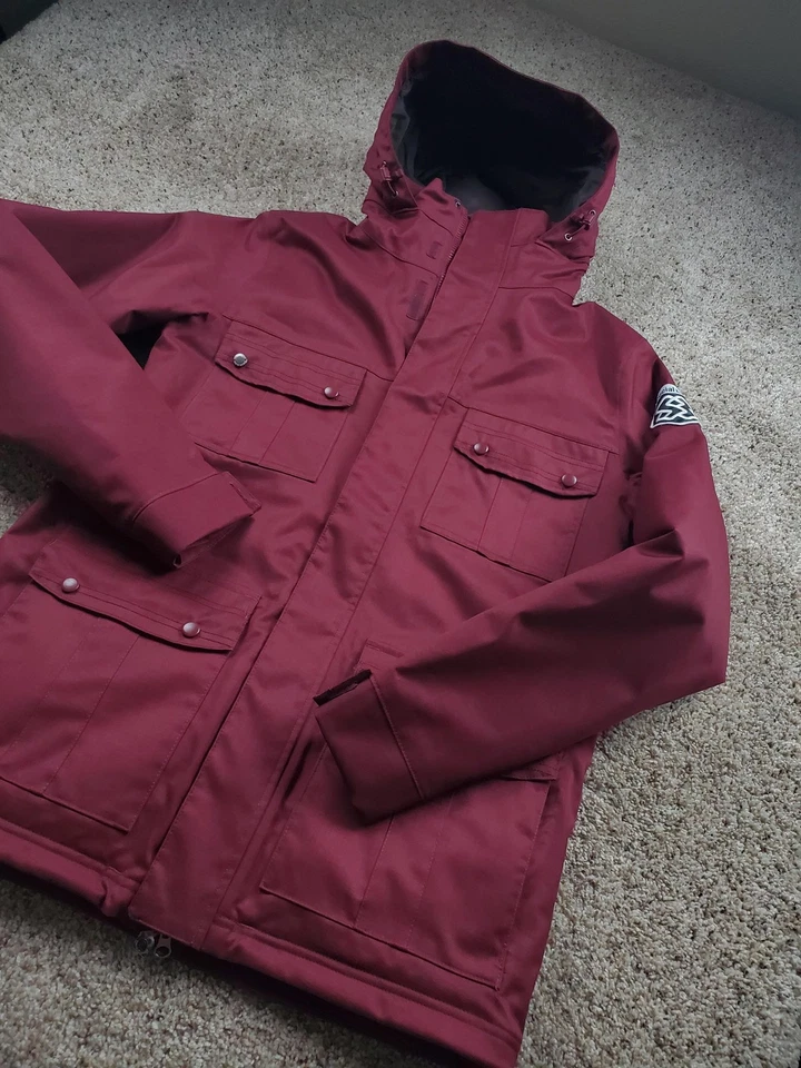 Chaqueta revólver Special Blend para hombre mediana roja con capucha cremallera completa chaqueta de snowboard Foto 2 de 4