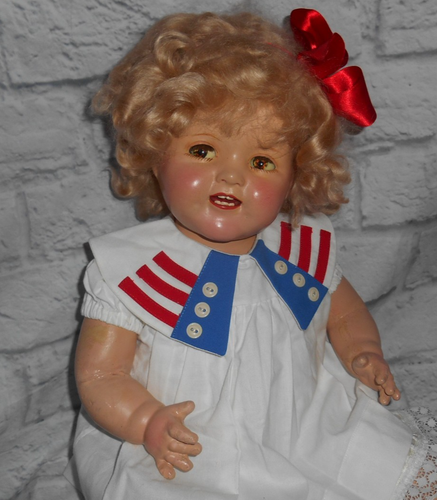 22" SHIRLEY TEMPLE BABY composition & cloth IDEAL DOLL htf Larger size marked - Imagen 4 de 22