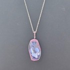 Swarovski Purple Folio Pendant Necklace Silvertone Crystal Faceted