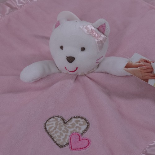 Carter's Kitty Katze Herz liebevolle Sicherheitsdecke Plüsch Satin rosa Rüschen Neu mit Etikett - Bild 6 von 12