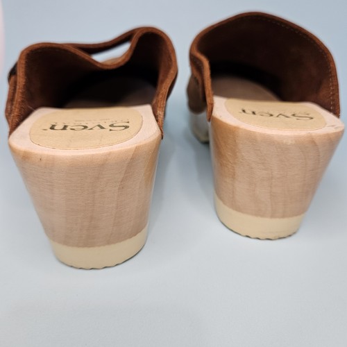 Zuecos de tacón de madera de gamuza de cuero marrón Sven para mujer talla EU 38 / US 7,5-8 - Imagen 10 de 10