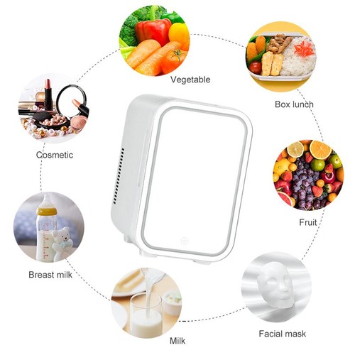 4L Mini Fridge with LED Mirror Light Portable Cosmetic Cooler for Car Home Use - Picture 2 of 17