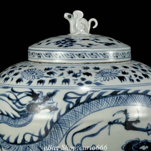Pot pot oiseau en ligne phénix 8 porcelaine bleu blanc dynastie Yuan bête dragon